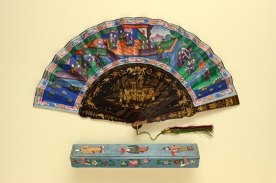 Folding Fan & Box; c. 1860; LDFAN2003.135.Y