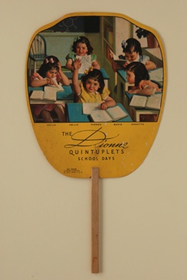 Advertising fan for The Dionne Quintuplets School Days & Neidhard Funeral Homes; LDFAN2011.83