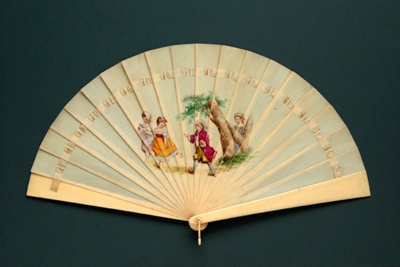 Ivory brise fan, painted German, c. 1870; LDFAN2003.265.Y