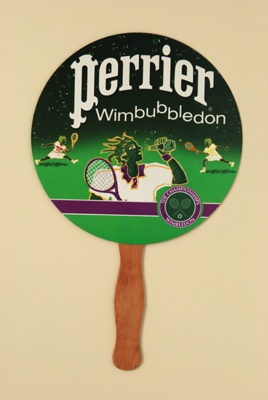 Advertising fan for Perrier and Wimbledon Tennis Championships; ADFANS; c.2001; LDFAN2002.17.HA