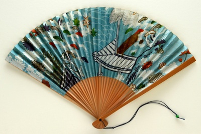 Advertising fan for Japan Air Lines; c. 1960; LDFAN1998.2