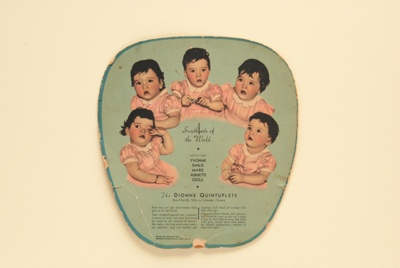 Advertising fan for The Dionne Quintuplets and Rulison & Garnsey; LDFAN2003.289.Y 
