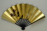 Folding fan advertising Japan Air Lines and cardboard sleeve; c. 1964; LDFAN1996.14 1/2