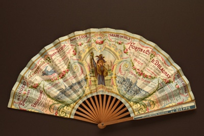 Folding fan advertising Chemins de Fer de l'Ouest; Ganné, J; 1908; LDFAN2003.401.HA