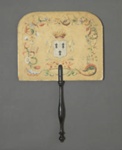 Handscreen decorated with a ducal coat of arms; c. 1859; LDFAN2020.31A