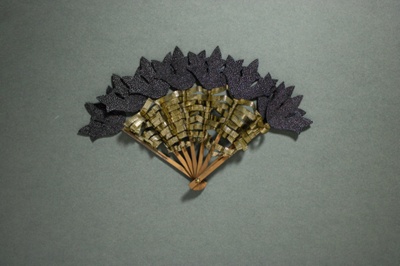 Wood and leather folding fan; Frederick Gay; 2023; LDFAN2024.21