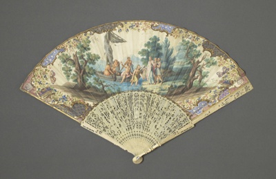 Folding fan painted with Christ Calling the Apostles.; ca. 1740s; LDFAN2020.24