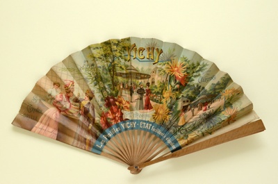Folding fan advertising Les Pastilles Vichy, France; Ganné, J; c.1890; LDFAN2011.62