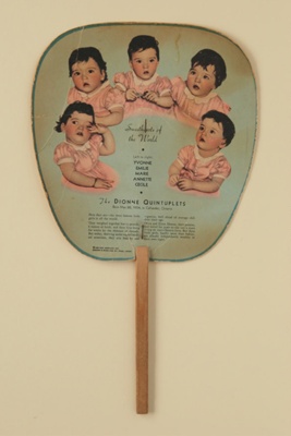 Advertising fan for The Dionne Quintuplets & The Troy-Pearl Laundry Co.; LDFAN2011.81