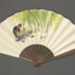 Wood fan with paper leaf with painted obverse and calligraphy by Qi Qu on reverse.; Qi Qu; 2004; LDFAN2020.34