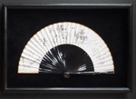 Pearwood fan, the mount decorated with a drawing of Don Quixote by Salvador Dali; Dali, Salvador; 1978; LDFAN2013.77
