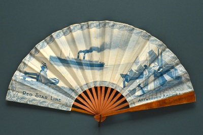 Folding fan advertising Red Star Line shipping company; Eventails Chambrelent; c. 1900; LDFAN2003.136.Y