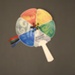 Two plastic fixed fans with ribbons advertising the Beijing Olympics China, 2008; LDFAN2013.78.A & LDFAN2013.78.B