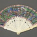 Folding ivory fan with double leaf painted with 'Applied Faces' With fitted box; c. 1870; LDFAN2021.3 A & B