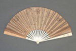 Folding fan with embroidered leaf by Hilda Jenks; Hilda Jenks; c. 1962; LDFAN1992.23