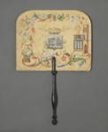 Handscreen decorated with an initialled shield; c. 1859; LDFAN2020.31B