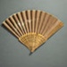 Wooden  folding fan with fabric leaf; c. 1960; LDFAN2023.37