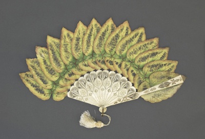 Palmette fan with Begonia Rex Leaves ; c. 1890; LDFAN2019.13