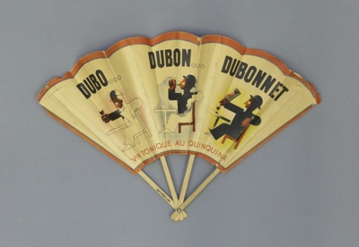 Wooden folding fan advertising Dubonnet c. 1920; LDFAN2014.132