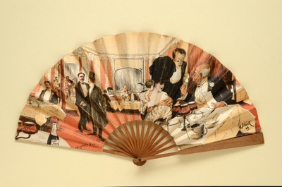 Advertising fan for Minstrel's Bar / Le Rat Mort; Ganné, J; c. 1906; LDFAN2013.8.HA