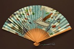 Folding fan advertising Japan Airlines (JAL); c. 1960s; LDFAN1994.17