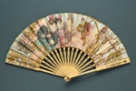 Folding Fan made as a souvenir for the 1900 Paris Exposition Universelle.; Duvelleroy; 1900; LDFAN2011.59