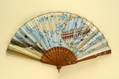 Folding Fan & Box; c.1930; LDFAN2003.339.Y & LDFAN2003.340.Y