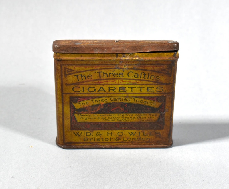 three castles tobacco tin Three Castles Cigarette Tin; W. D. & H. O. Wills; Unknown; 2024.1.45