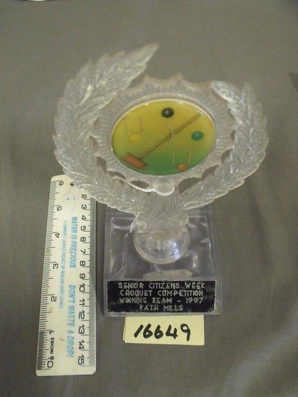 Trophy, Croquet Comp, Senior Citizens' Week 1997; Wynnum Manly Trophy