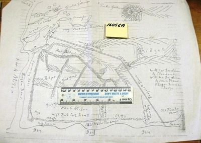 1865 Map/sketch of Redland Bay & Logan River & letter; Colonial Office ...