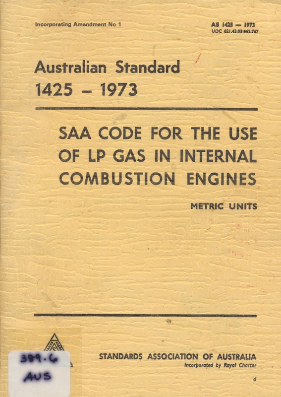 SAA code for the use of LP gas in internal combustion engines
