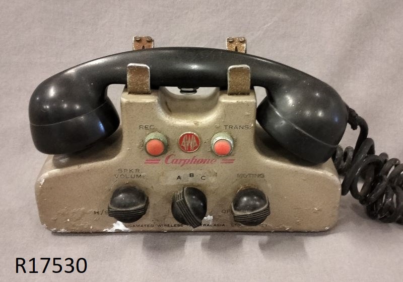 AWA Carphone handset and control unit.; Amalgamated Wireless