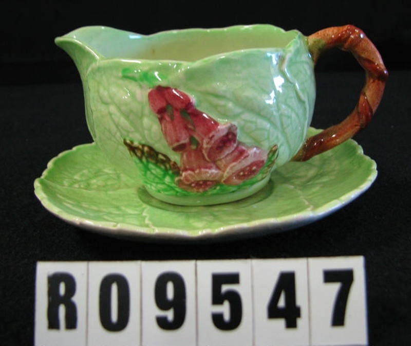 Milk jug & saucer; Carlton Ware; c.1906.; R09547 eHive