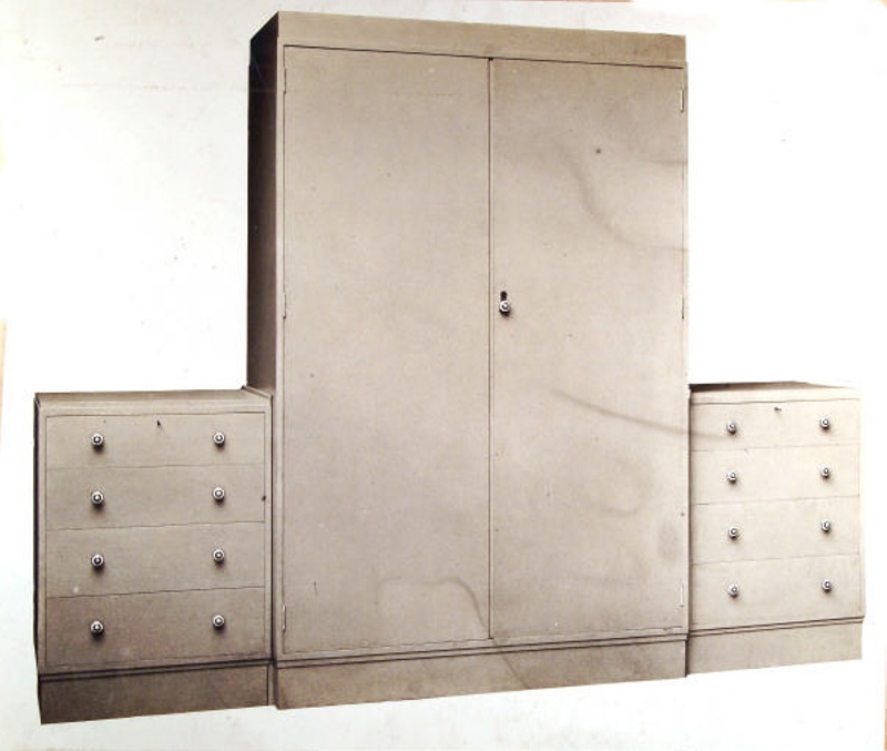 Wardrobe with two Chests of Drawers attached; Shapland and Petter HLF