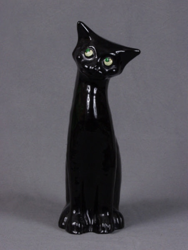 Large black cat figurine; C H Brannam Ltd; 1991 | eHive