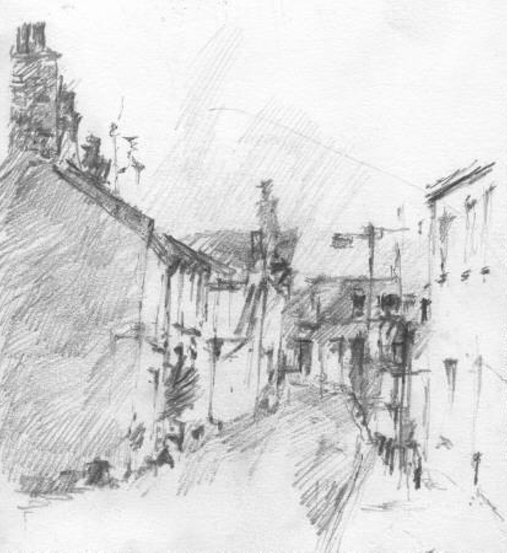 Drawing of Tuly Street, Barnstaple; Rosemary Barrow; 1986; 6-7027 | eHive