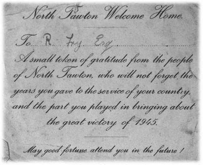Welcome Home Letter To All Members Of The Forces From North Tawton 
