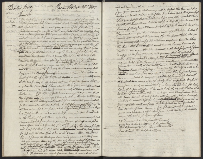 Letter Book - Ninian Home to Dr Bell 22 October 1789 Recommendations to ...