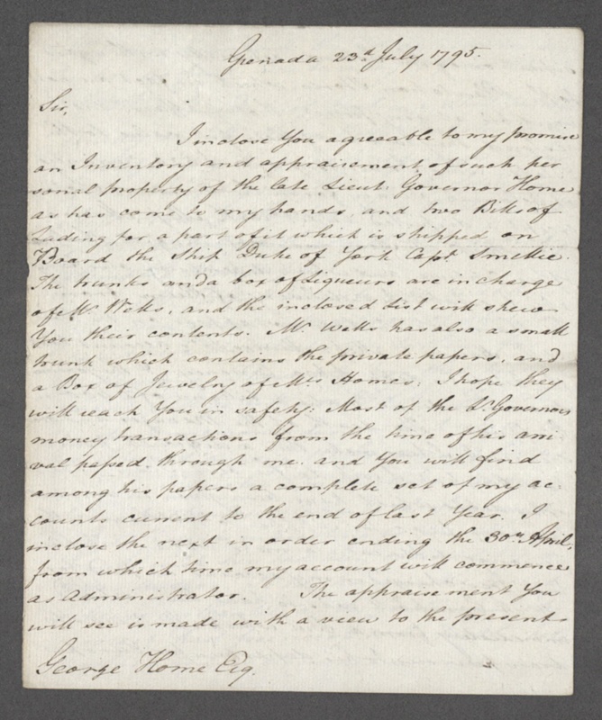 Mather Byles to Home 23 July 1795 Enclosing a valuation of