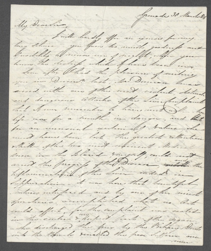 Letter - Dr Thomas Duncan (Grenada) to George Home (Paxton) 30 March ...