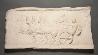 Replica of a marble relief showing apobates contest; Ministry of Culture Archaeological Receipts Fund; ca. 1988-1989; CC35
