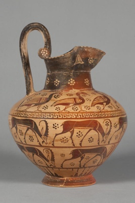 Oinochoe; Attributed to the Swallow Painter; ca. 600 BCE; 69.64