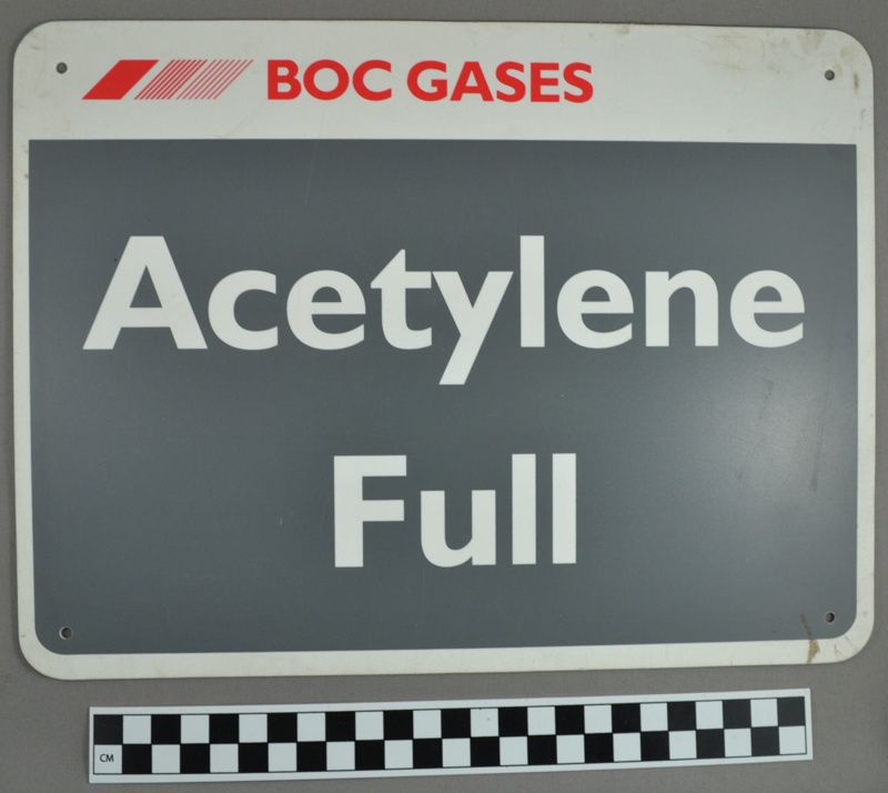 Gas cylinder location sign; unknown; c. 2005; BMHC_17366 eHive