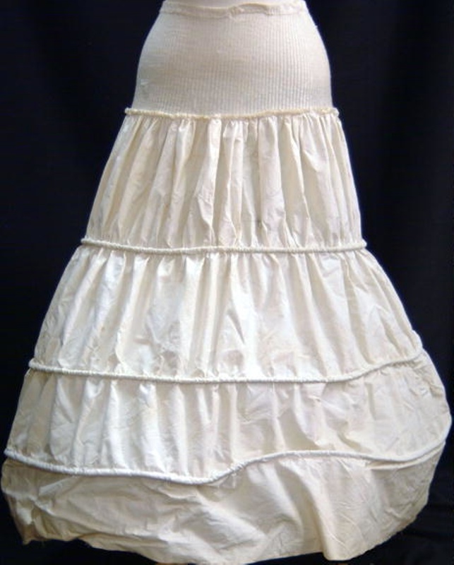 Hooped petticoat, cream calico/metal boning; c. 1850; 96.24.3 eHive