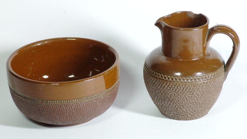 Jug and bowl, brown glazed stoneware; Lovatt & Lovatt Ltd; 981.1