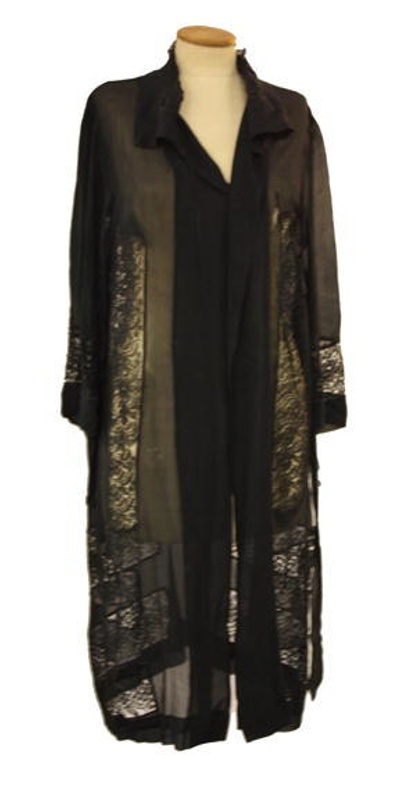 Dress coat, ladies, black silk georgette/Brussels lace; c. 1912; 96.36 ...