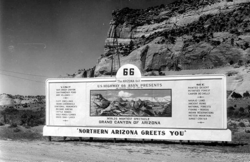 Billboard entering Arizona from New Mexico, courtesy of the Mohave Museum of History & Arts.
