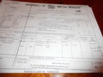 Certificate  of  Registry   Dawn  Monarch; custom & excise; 1961; LOWMS.2025.102