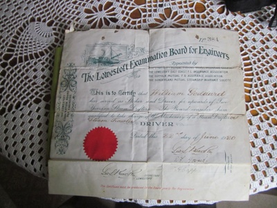 Engineer  Certificate; 1920; LOWMS.094