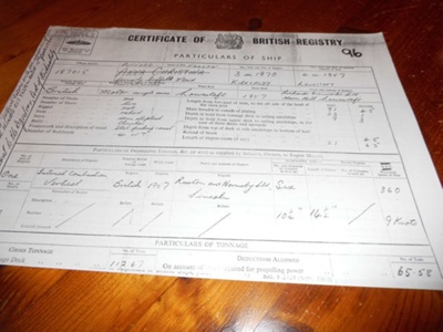 Certificate  of  Registry     Putford  Falcon; custom & excise; 1957; LOWMS.2025.096 Certificate  of  Registry     Putford  Falcon; custom & excise; 1957; LOWMS.2025.096